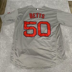 Boston Red Sox Jersey Mens 44 Gray MLB Baseball Majestic Betts 50 FlexBase